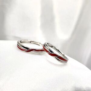 Brand New S925 Silver Couples Rings With Red Raves